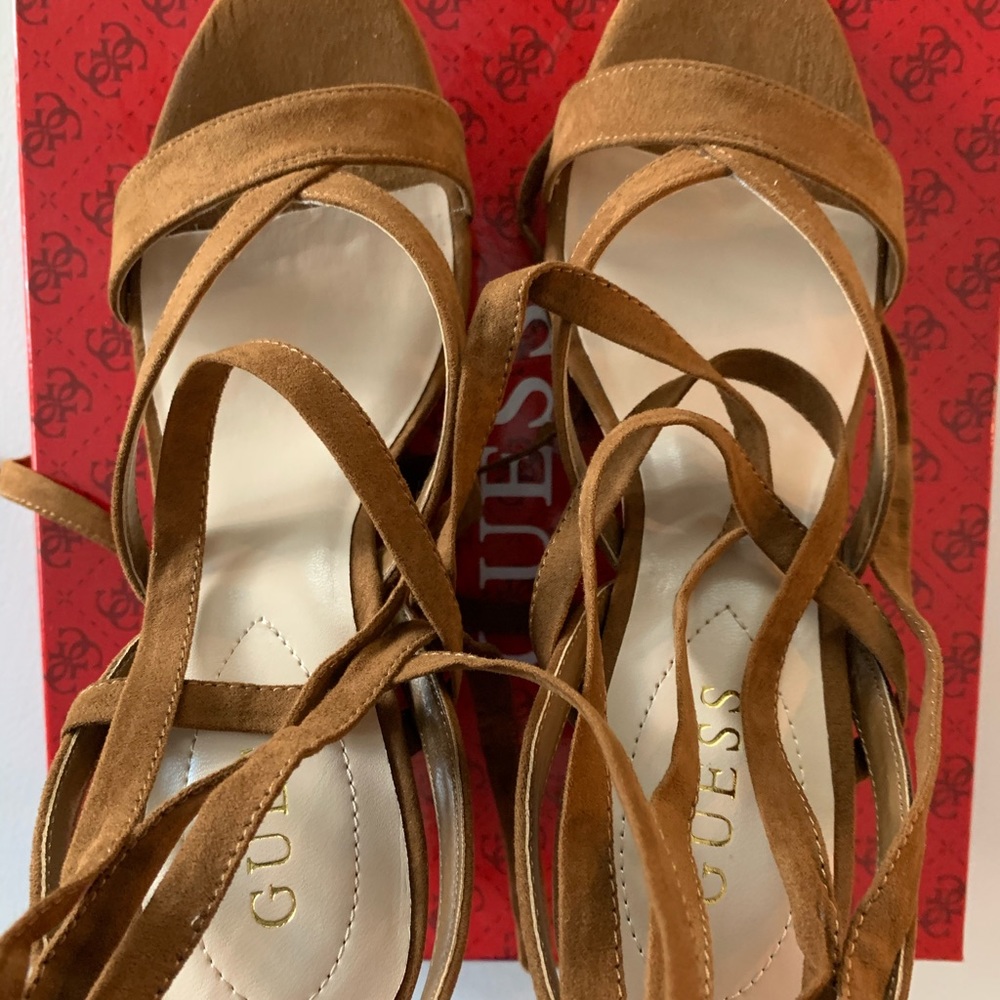 GUESS Brown Faux Suede Wedges Size 8 Never‎ Worn